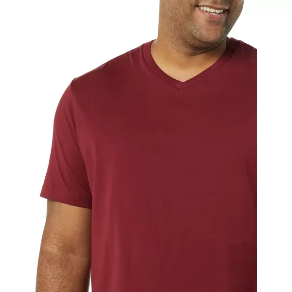 Amazon Essentials Mens RegularFit ShortSleeve VNeck TShirt Available in Big amp Tall Pack of 2Charcoal HeatherBurgundy