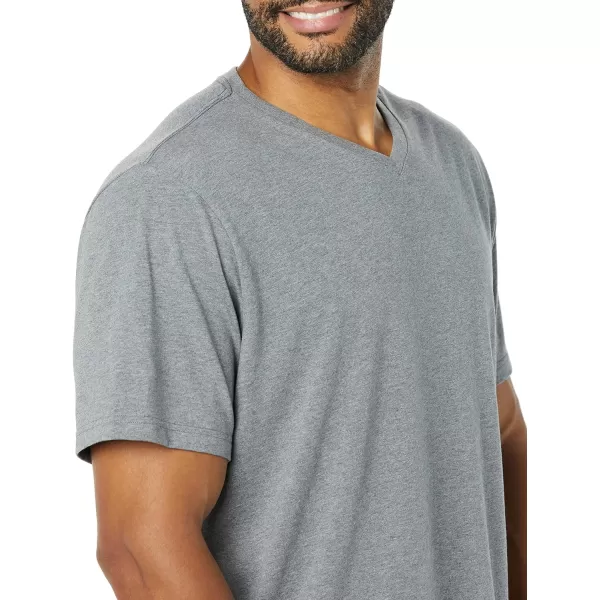 Amazon Essentials Mens RegularFit ShortSleeve VNeck TShirt Available in Big amp Tall Pack of 2CharcoalWhite