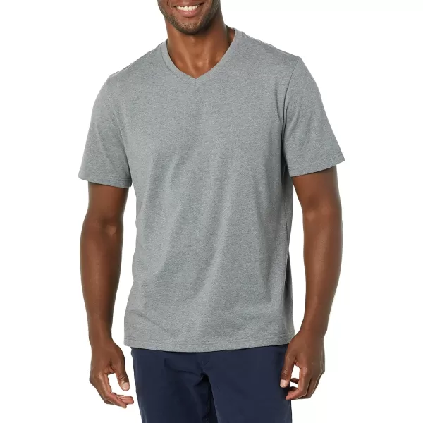 Amazon Essentials Mens RegularFit ShortSleeve VNeck TShirt Available in Big amp Tall Pack of 2Grey Heather