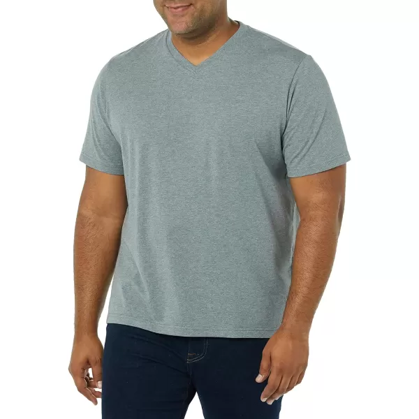 Amazon Essentials Mens RegularFit ShortSleeve VNeck TShirt Available in Big amp Tall Pack of 2Grey Heather