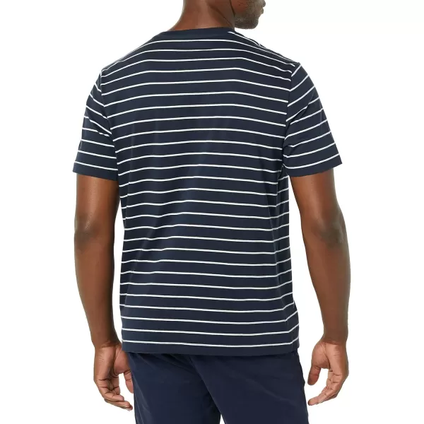 Amazon Essentials Mens RegularFit ShortSleeve VNeck TShirt Available in Big amp Tall Pack of 2Grey HeatherNavy Stripe