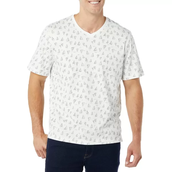 Amazon Essentials Mens RegularFit ShortSleeve VNeck TShirt Available in Big amp Tall Pack of 2NavyBoat Print