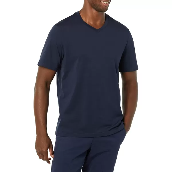 Amazon Essentials Mens RegularFit ShortSleeve VNeck TShirt Available in Big amp Tall Pack of 2NavyCharcoal Heather