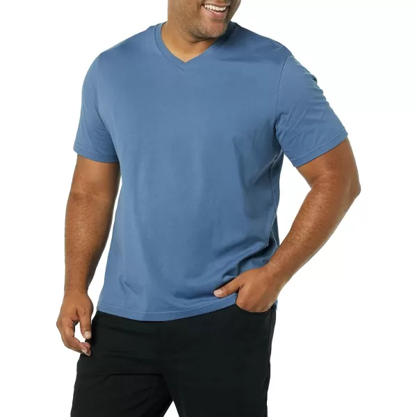 Amazon Essentials Mens RegularFit ShortSleeve VNeck TShirt Available in Big amp Tall Pack of 2NavyDark Blue