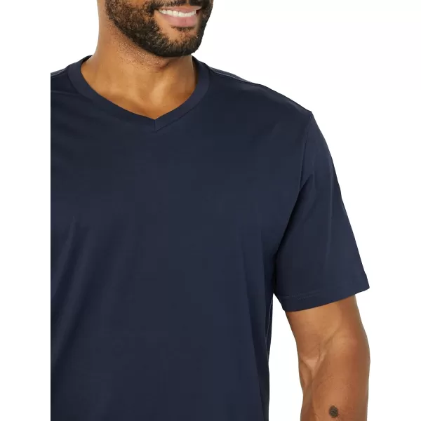 Amazon Essentials Mens RegularFit ShortSleeve VNeck TShirt Available in Big amp Tall Pack of 2NavyDark Red