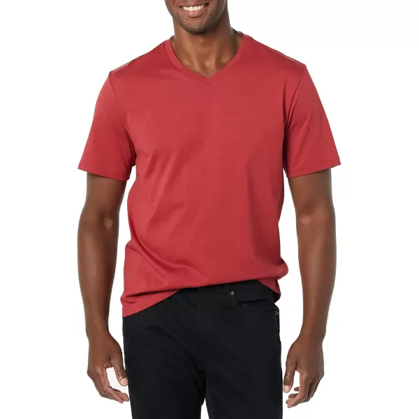 Amazon Essentials Mens RegularFit ShortSleeve VNeck TShirt Available in Big amp Tall Pack of 2NavyDark Red