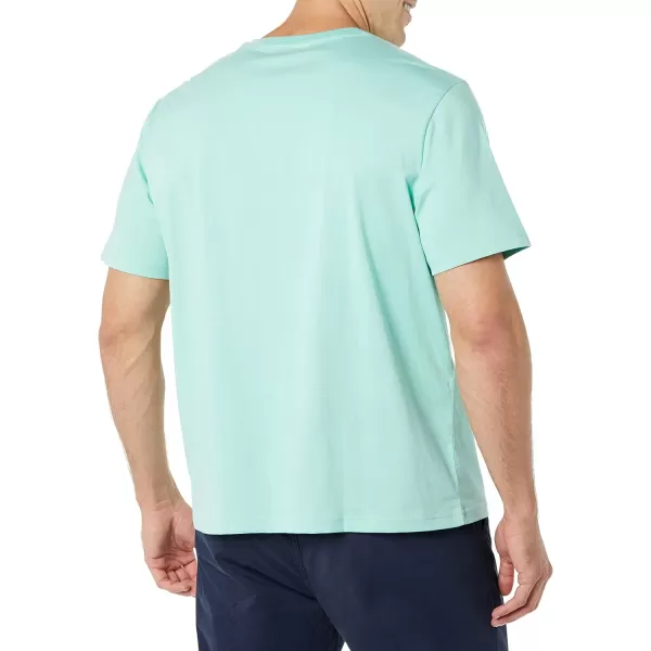 Amazon Essentials Mens RegularFit ShortSleeve VNeck TShirt Available in Big amp Tall Pack of 2WhiteAqua Blue