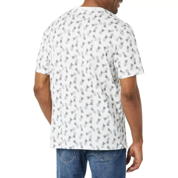 Amazon Essentials Mens RegularFit ShortSleeve VNeck TShirt Available in Big amp Tall Pack of 2WhitePineapple Print