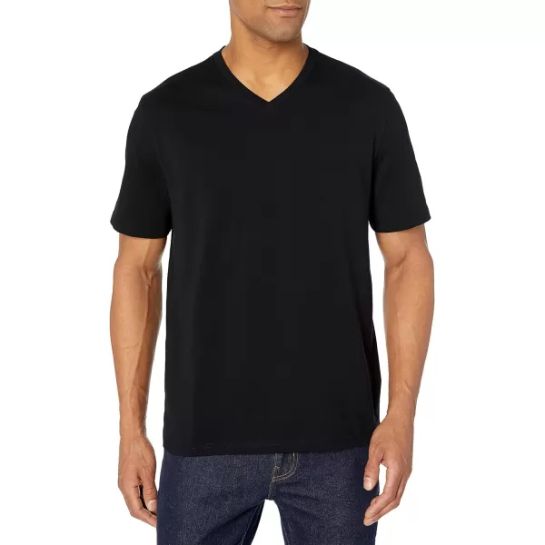Amazon Essentials Mens RegularFit ShortSleeve VNeck TShirt Pack of 2BlackCharcoal Heather