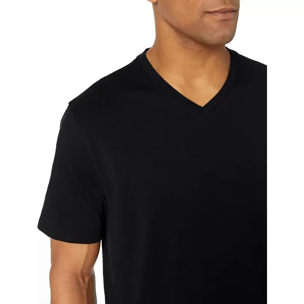 Amazon Essentials Mens RegularFit ShortSleeve VNeck TShirt Pack of 2BlackCharcoal Heather