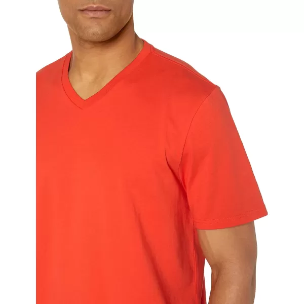 Amazon Essentials Mens RegularFit ShortSleeve VNeck TShirt Pack of 2Bright OrangeCharcoal Heather