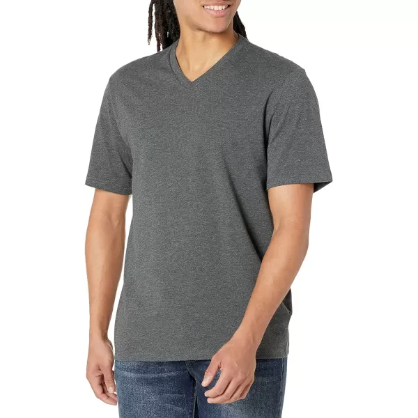 Amazon Essentials Mens RegularFit ShortSleeve VNeck TShirt Pack of 2Charcoal Heather