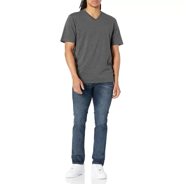 Amazon Essentials Mens RegularFit ShortSleeve VNeck TShirt Pack of 2Charcoal Heather
