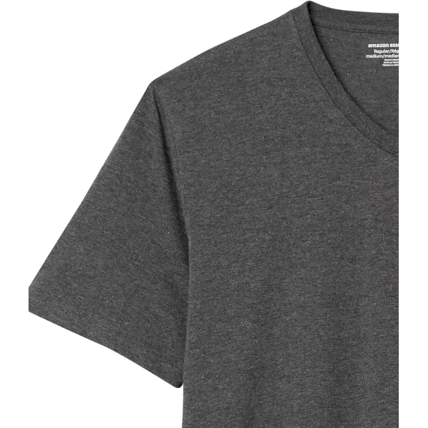 Amazon Essentials Mens RegularFit ShortSleeve VNeck TShirt Pack of 2Charcoal Heather