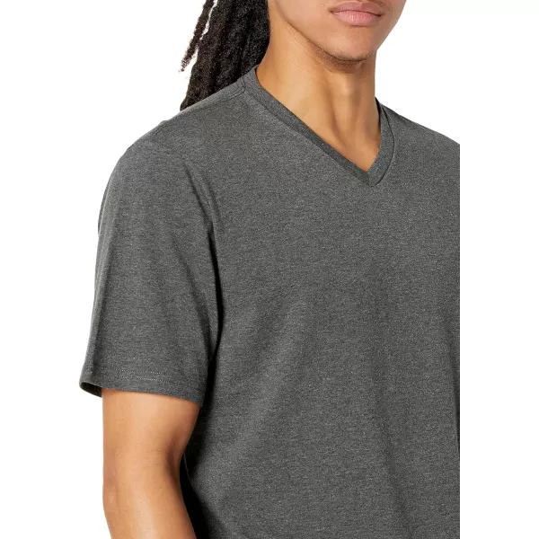 Amazon Essentials Mens RegularFit ShortSleeve VNeck TShirt Pack of 2Charcoal Heather