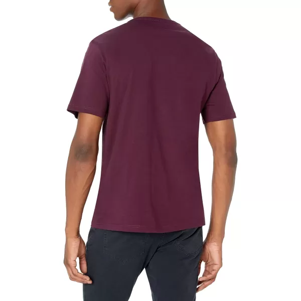 Amazon Essentials Mens RegularFit ShortSleeve VNeck TShirt Pack of 2Charcoal HeatherBurgundy