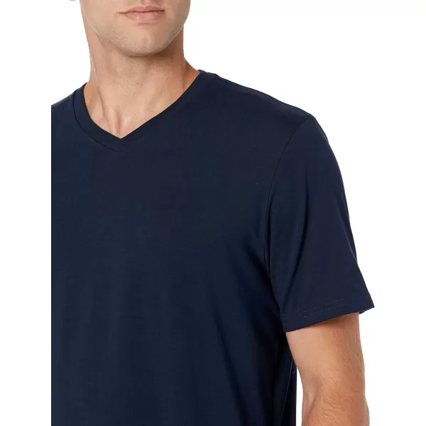 Amazon Essentials Mens RegularFit ShortSleeve VNeck TShirt Pack of 2Dark GreenDark Navy