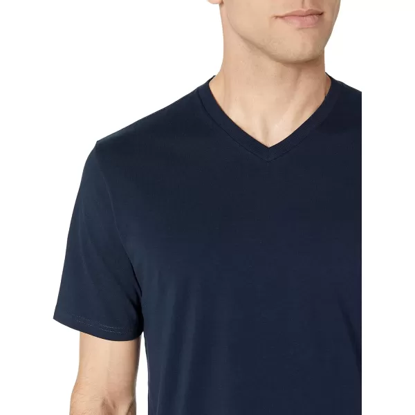 Amazon Essentials Mens RegularFit ShortSleeve VNeck TShirt Pack of 2Dark Navy