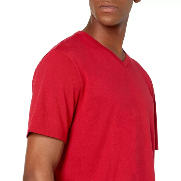 Amazon Essentials Mens RegularFit ShortSleeve VNeck TShirt Pack of 2NavyRed