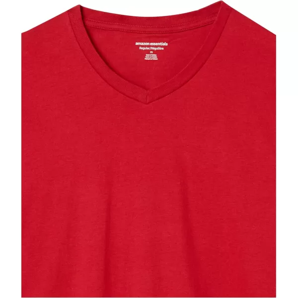 Amazon Essentials Mens RegularFit ShortSleeve VNeck TShirt Pack of 2Red