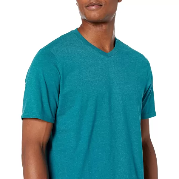 Amazon Essentials Mens RegularFit ShortSleeve VNeck TShirt Pack of 2Teal Blue