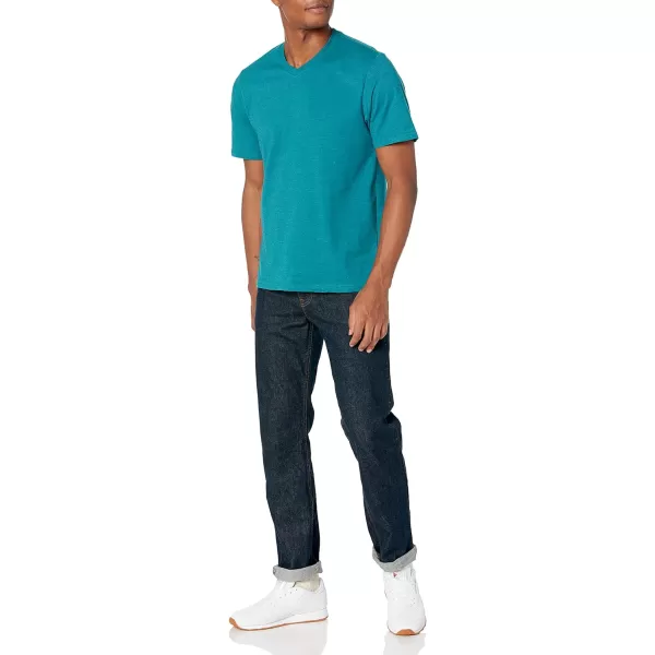 Amazon Essentials Mens RegularFit ShortSleeve VNeck TShirt Pack of 2Teal Blue