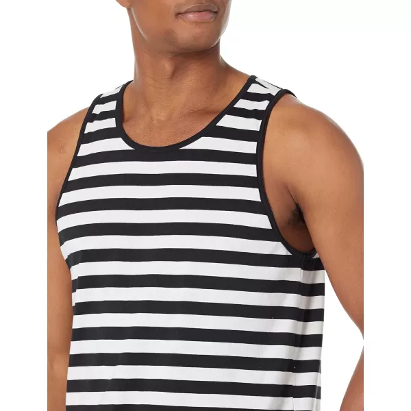 Amazon Essentials Mens RegularFit Tank TopBlackWhite Stripe