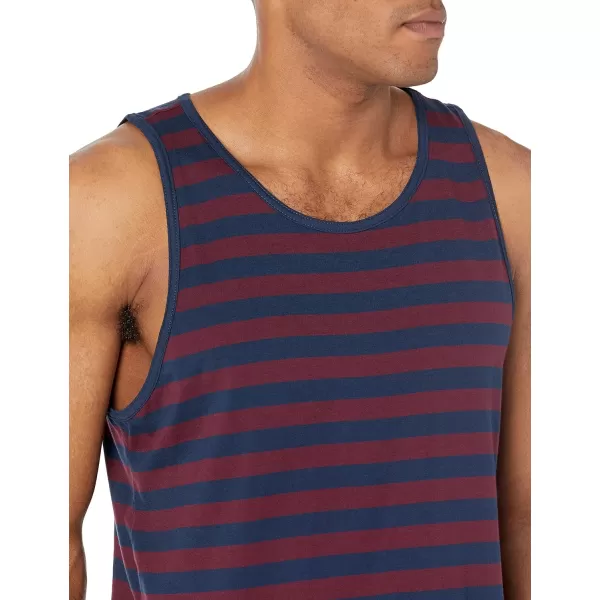 Amazon Essentials Mens RegularFit Tank TopBurgundy Navy Stripe