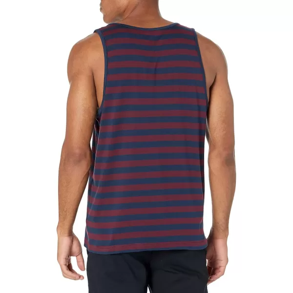 Amazon Essentials Mens RegularFit Tank TopBurgundy Navy Stripe