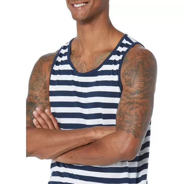 Amazon Essentials Mens RegularFit Tank TopNavy White Stripe