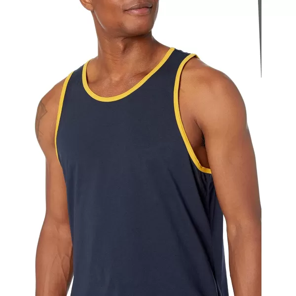 Amazon Essentials Mens RegularFit Tank TopNavy Yellow