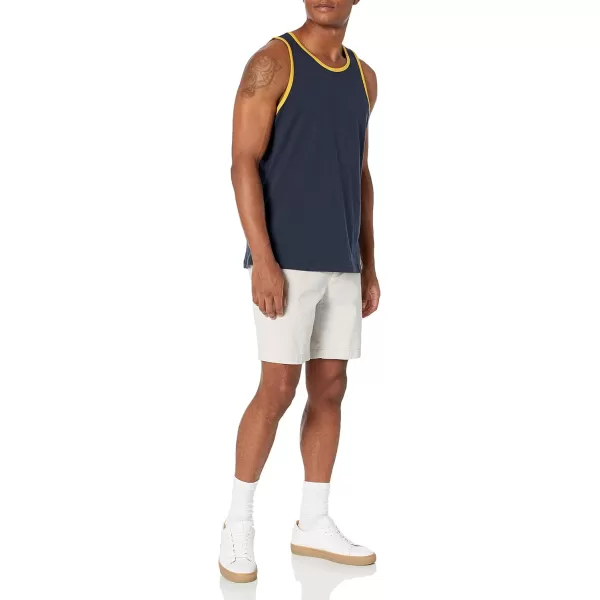 Amazon Essentials Mens RegularFit Tank TopNavy Yellow