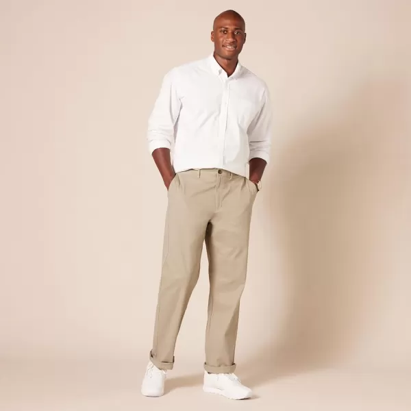 Amazon Essentials Mens RelaxedFit Casual Stretch Khaki PantKhaki Brown