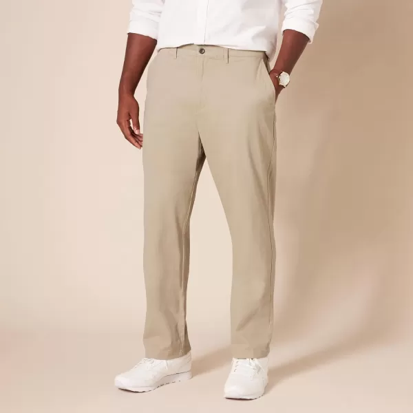 Amazon Essentials Mens RelaxedFit Casual Stretch Khaki PantKhaki Brown