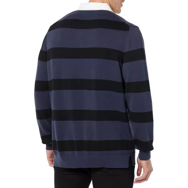 Amazon Essentials Mens Rugby SweaterDark Navy Stripe