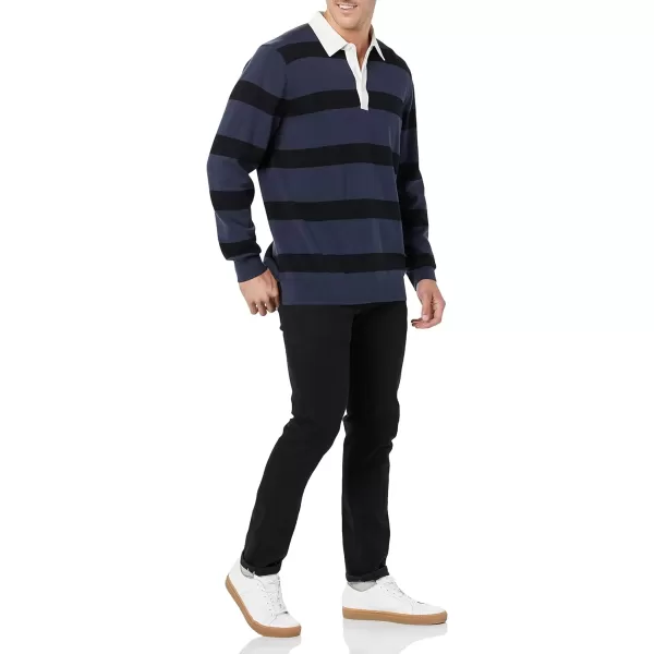 Amazon Essentials Mens Rugby SweaterDark Navy Stripe