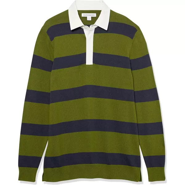 Amazon Essentials Mens Rugby SweaterOlive Stripe