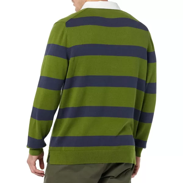 Amazon Essentials Mens Rugby SweaterOlive Stripe