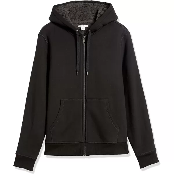 Amazon Essentials Mens SherpaLined FullZip Hooded Fleece SweatshirtBlack