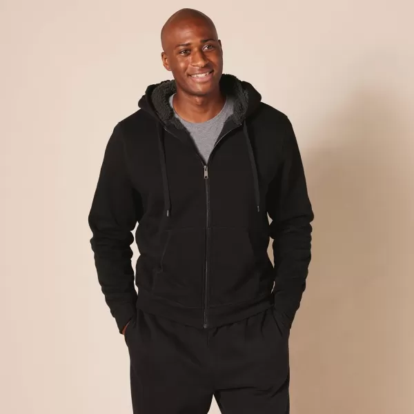 Amazon Essentials Mens SherpaLined FullZip Hooded Fleece SweatshirtBlack