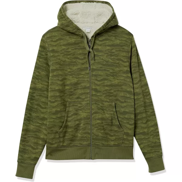 Amazon Essentials Mens SherpaLined FullZip Hooded Fleece SweatshirtCamo