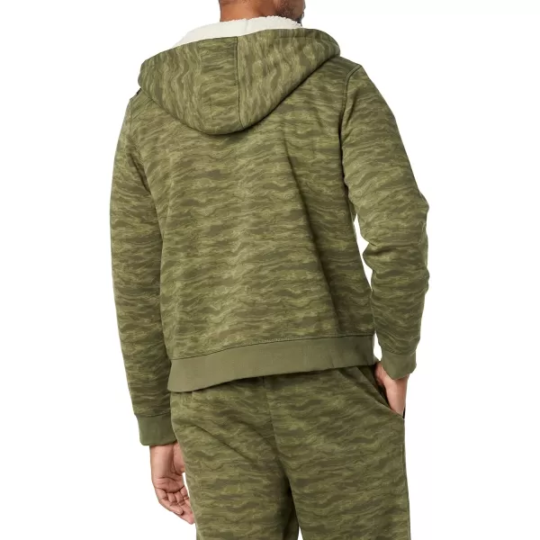 Amazon Essentials Mens SherpaLined FullZip Hooded Fleece SweatshirtCamo