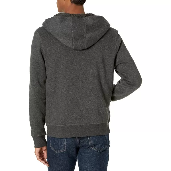 Amazon Essentials Mens SherpaLined FullZip Hooded Fleece SweatshirtCharcoal Heather