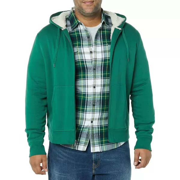 Amazon Essentials Mens SherpaLined FullZip Hooded Fleece SweatshirtGreen