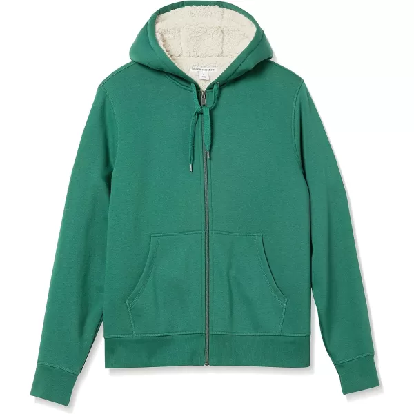 Amazon Essentials Mens SherpaLined FullZip Hooded Fleece SweatshirtGreen