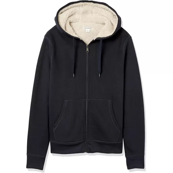 Amazon Essentials Mens SherpaLined FullZip Hooded Fleece SweatshirtNavy