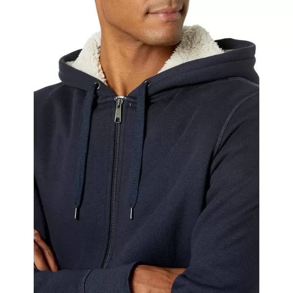 Amazon Essentials Mens SherpaLined FullZip Hooded Fleece SweatshirtNavy