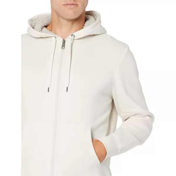 Amazon Essentials Mens SherpaLined FullZip Hooded Fleece SweatshirtOffwhite