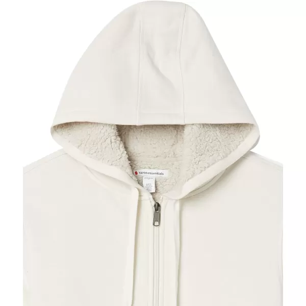 Amazon Essentials Mens SherpaLined FullZip Hooded Fleece SweatshirtOffwhite