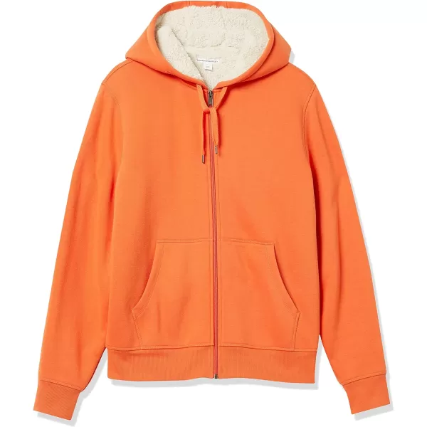 Amazon Essentials Mens SherpaLined FullZip Hooded Fleece SweatshirtOrange